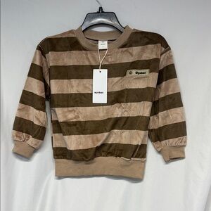 Wynken Brown and Tan Striped cotton long sleeve  crew neck sweatshirt